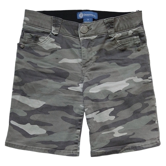 Democracy Absolution Camo Gray Olive Green Mid Rise Shorts Tummy Control Stretch - Picture 1 of 10